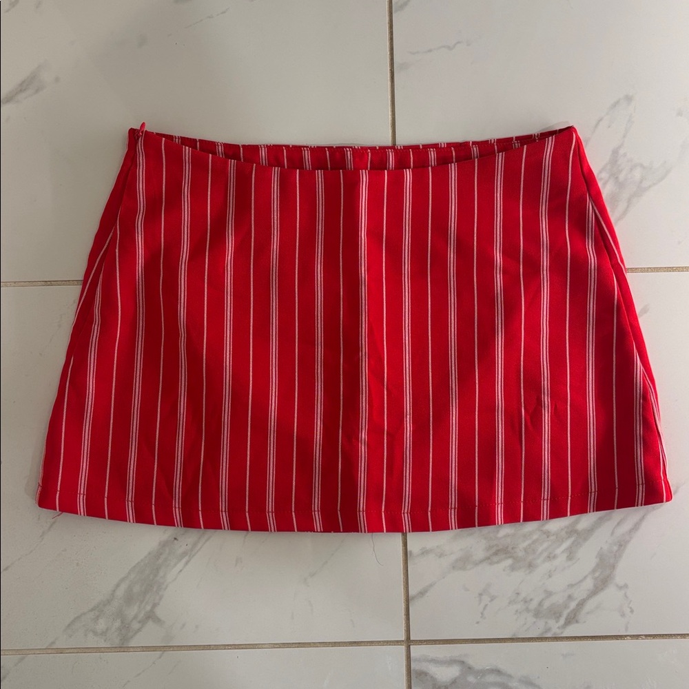 Red Striped Mini Skirt